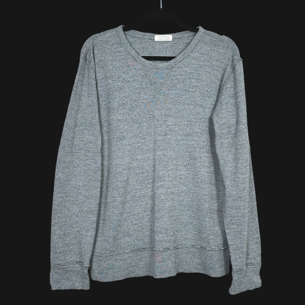J. Crew Mens Twisted Jaspe Rib Sweatshirt Grey Cotton Long Sleeve Size L